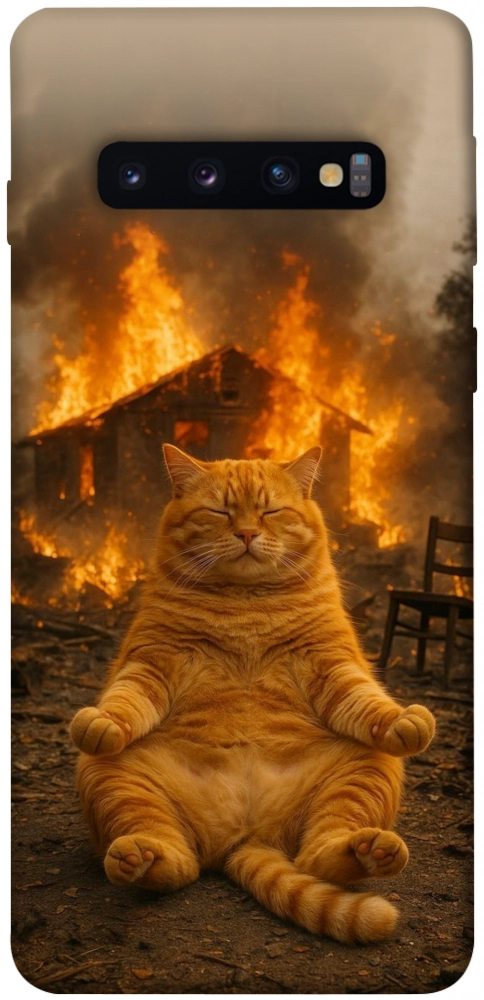 Чохол Burning cat для Galaxy S10 (2019)