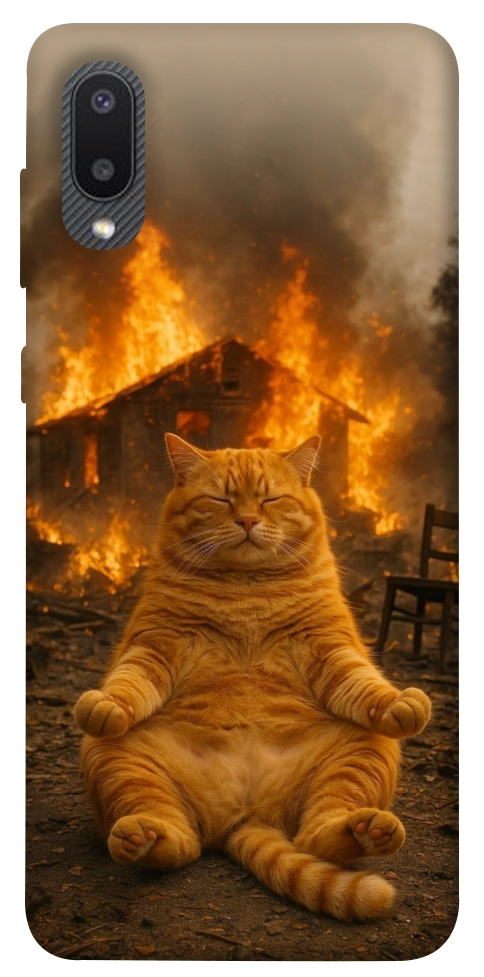 Чохол Burning cat для Galaxy A02