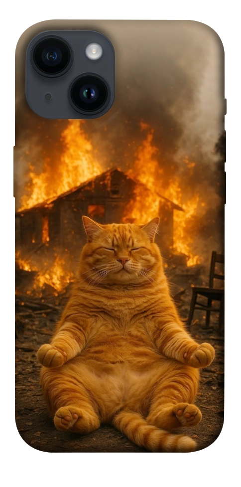 Чохол Burning cat для iPhone 14