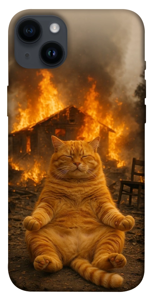 Чехол Burning cat для iPhone 14 Plus
