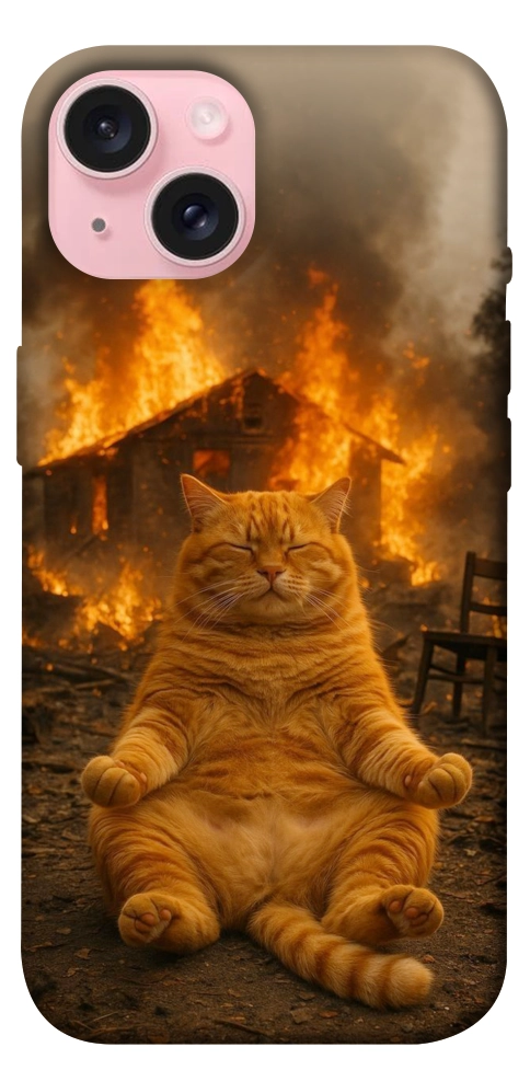Чехол Burning cat для iPhone 15