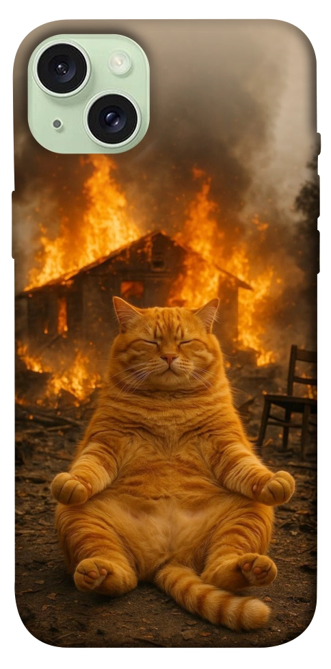 Чехол Burning cat для iPhone 15 Plus