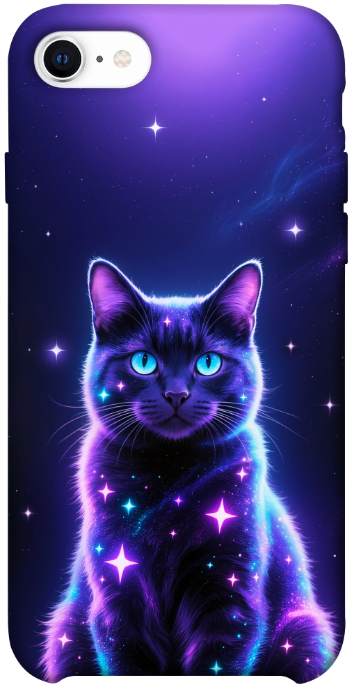 Чехол Galaxy purple cat для iPhone SE (2020)