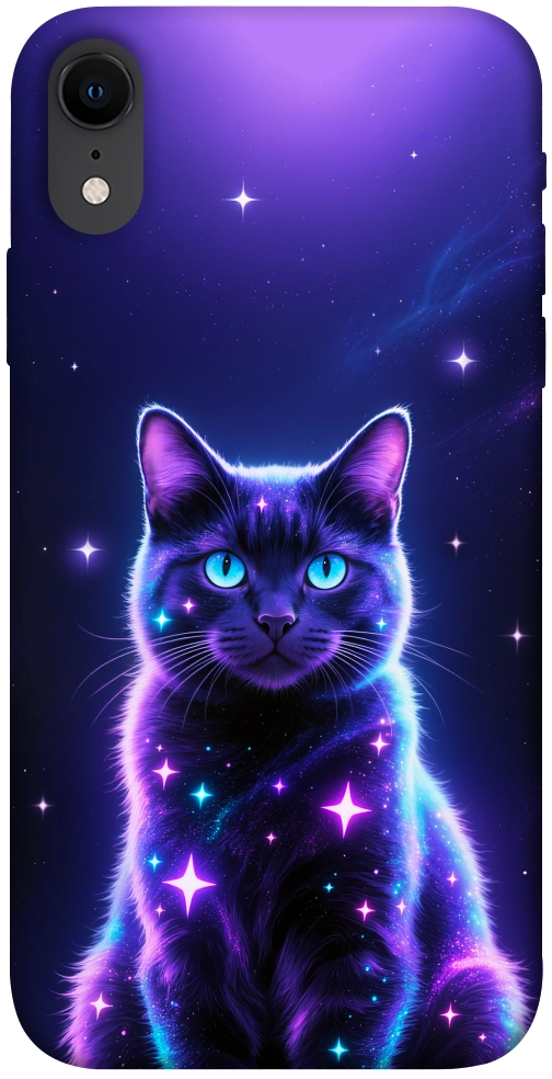 Чехол Galaxy purple cat для iPhone XR