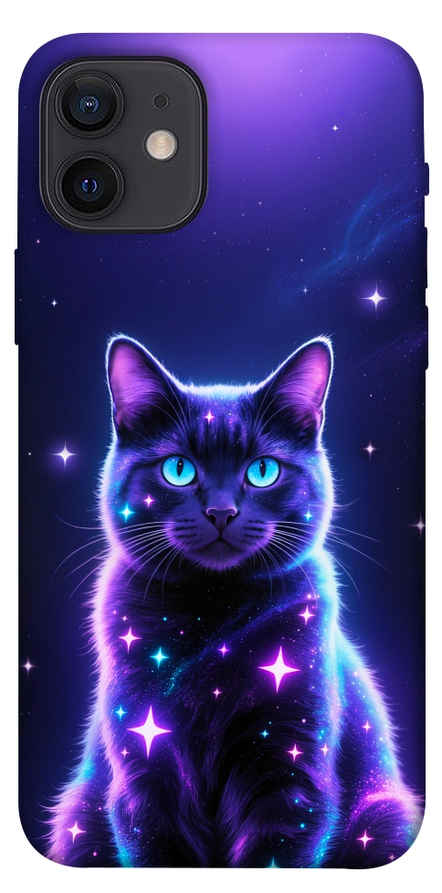 Чехол Galaxy purple cat для iPhone 12