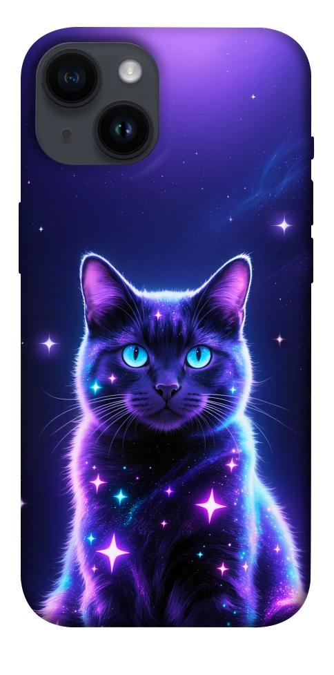 Чохол Galaxy purple cat для iPhone 14