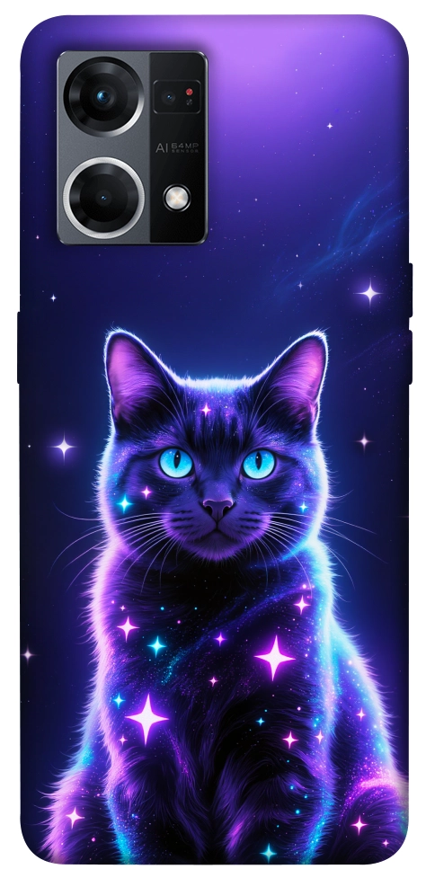 Чехол Galaxy purple cat для Oppo Reno 7 4G
