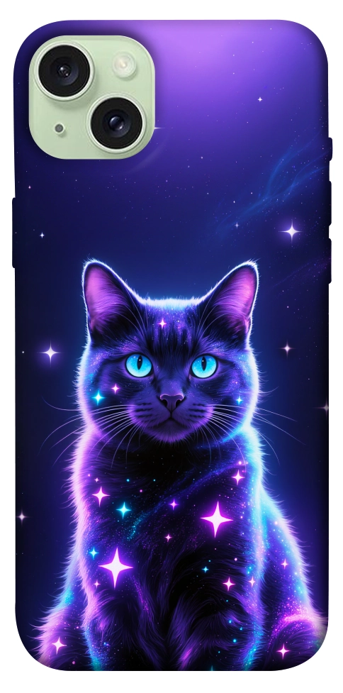 Чехол Galaxy purple cat для iPhone 15 Plus