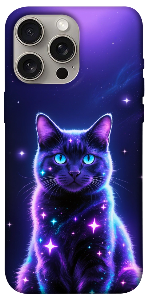 Чехол Galaxy purple cat для iPhone 15 Pro Max