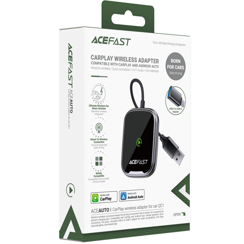 Фото Адаптер Acefast QC1 car wireless CarPlay/Android Auto (Gray) на vchehle.ua