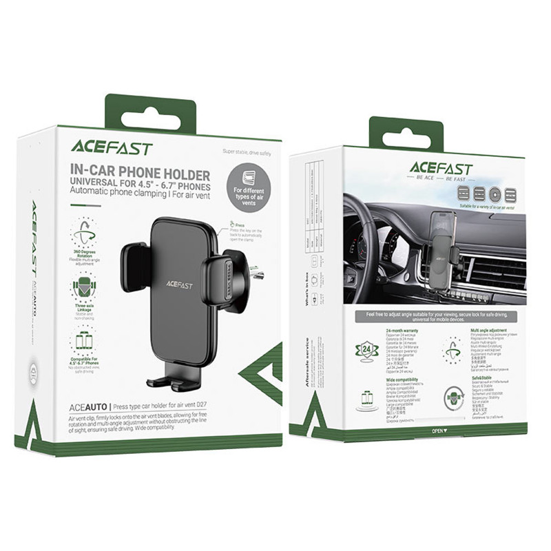 Фото Автотримач Acefast D27 (Black) на vchehle.ua