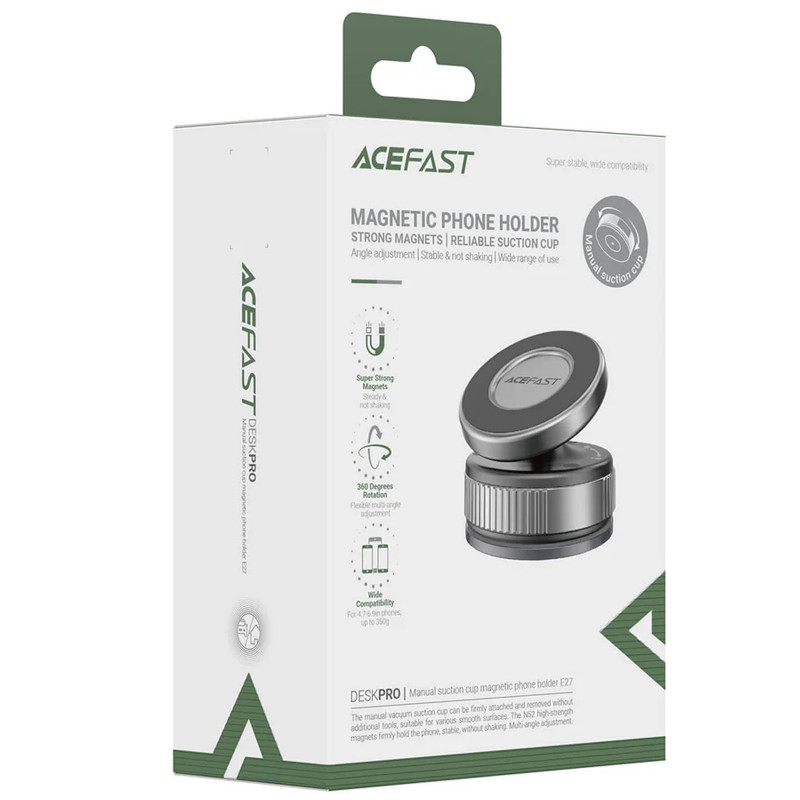 Фото Автотримач Acefast E27 Vacuum Suction Magnetic (Gray) на vchehle.ua