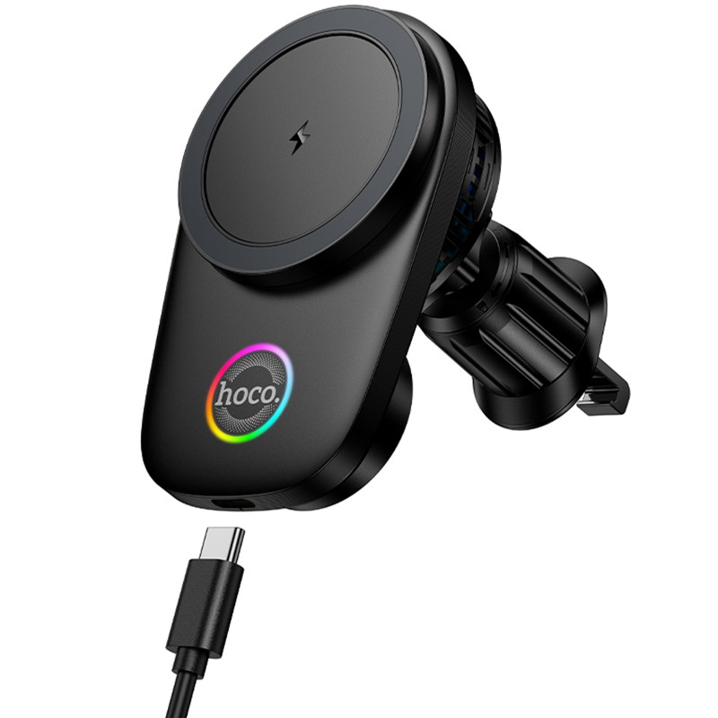 Автодержатель с БЗУ Hoco HW36 Electric 15W with cooler (air outlet) (Black)
