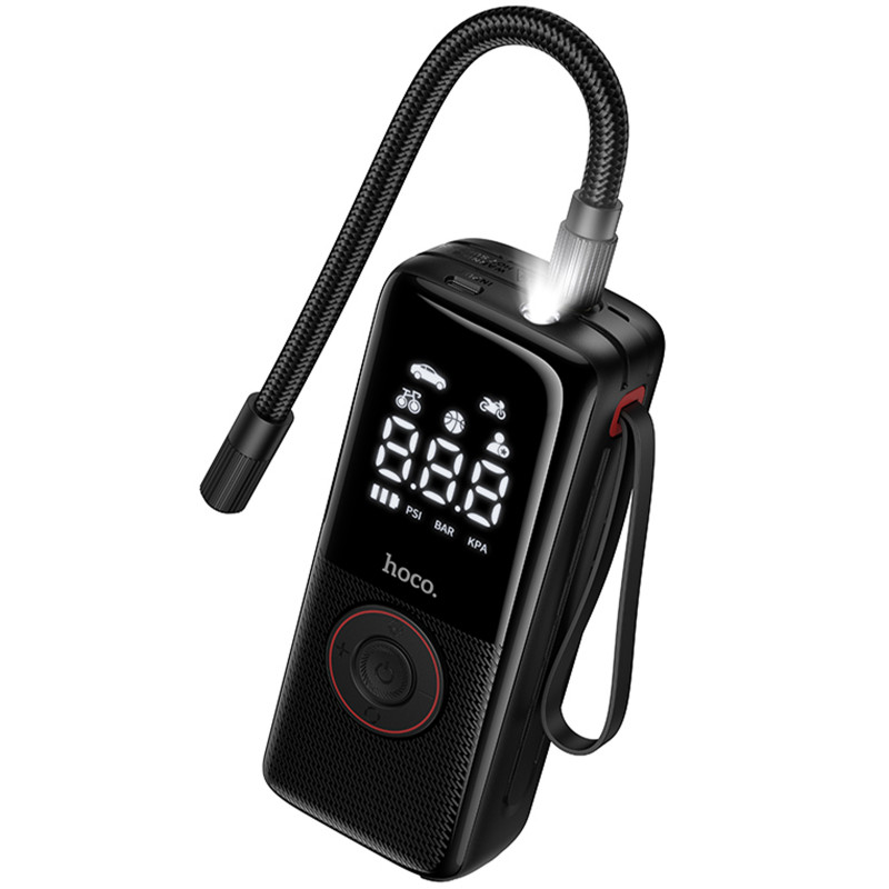 Автомобильный насос Hoco ZP18 Enlighten smart air pump (Black)