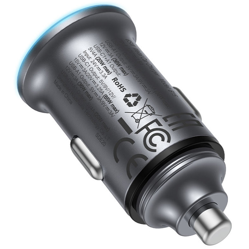 Купити АЗП Acefast B15 PD20W+QC3.0 65W (1USB-A/1C) (Gray) на vchehle.ua