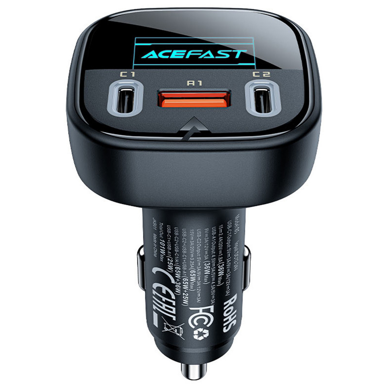Фото АЗП Acefast B5 PD36W+QC4.0 101W (1USB-A/2C) (Black) на vchehle.ua