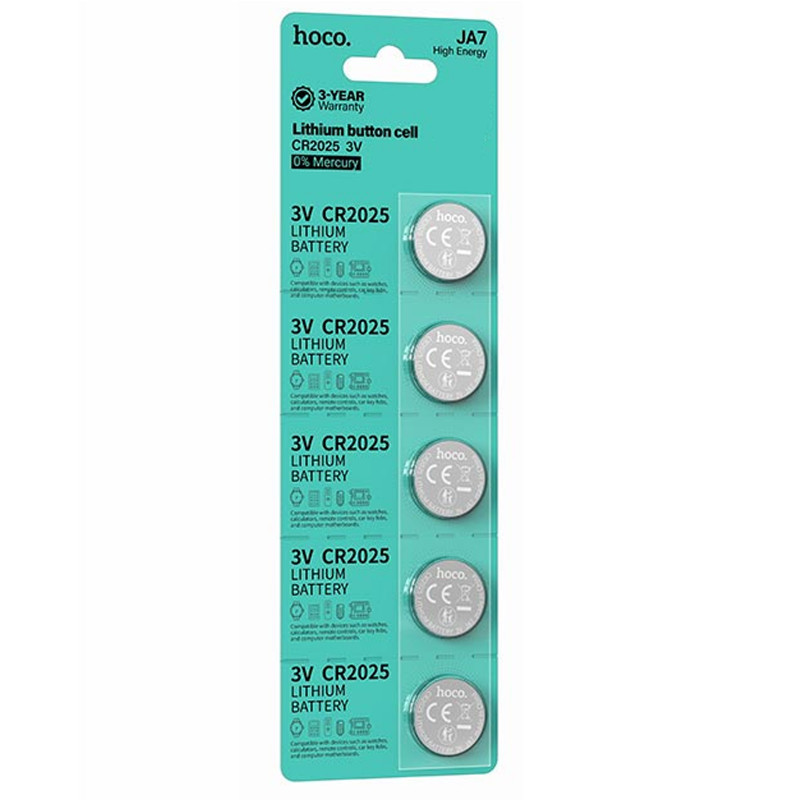 Фото Батарейки Hoco JA7 (CR2025) Button 5 pcs (Silver) в магазине vchehle.ua