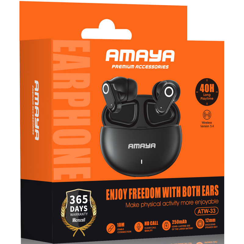 Фото Беспроводные TWS наушники Amaya ATW-33 Gaming (Black) на vchehle.ua