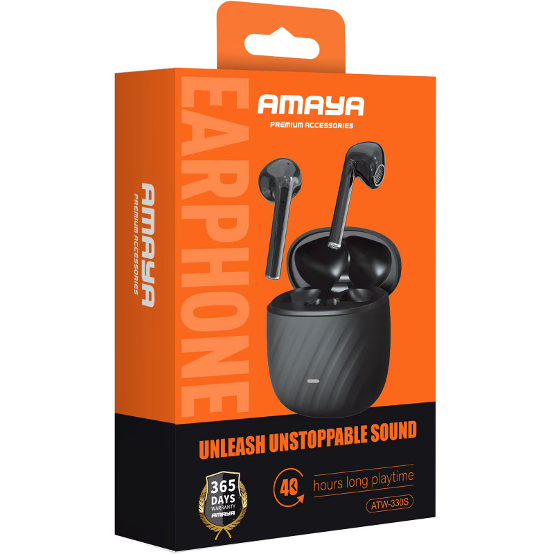 Фото Бездротові навушники TWS Amaya ATW-330S (Black) на vchehle.ua