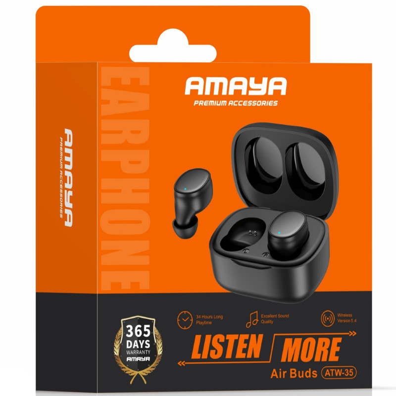 Фото Бездротові навушники TWS Amaya ATW-35 Game Mode (Black) на vchehle.ua