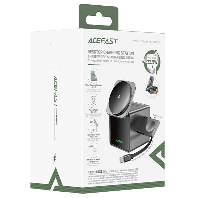 Фото БЗУ Acefast E34 desktop 3in1 15W (Gray) на vchehle.ua