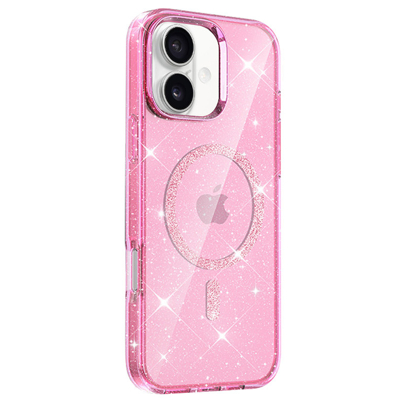 Фото Чехол TPU Eclipse Sparkle Magnetic Fit для Apple iPhone 16 (6.1") (Pink) на vchehle.ua