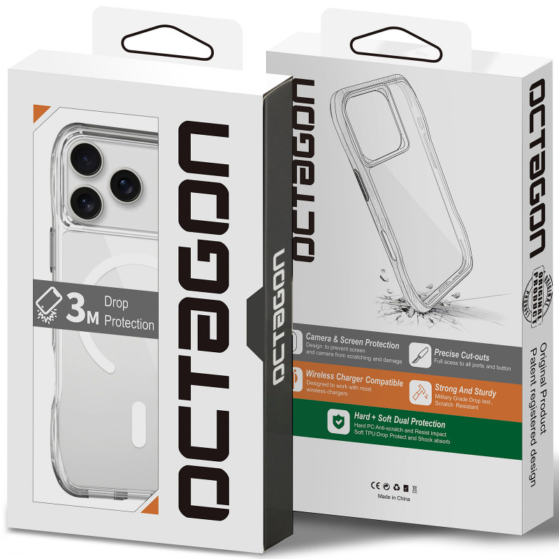 Купити Чохол TPU Octagon with Magnetic Safe на Apple iPhone 17 Pro Max (6.9") (Clear) на vchehle.ua
