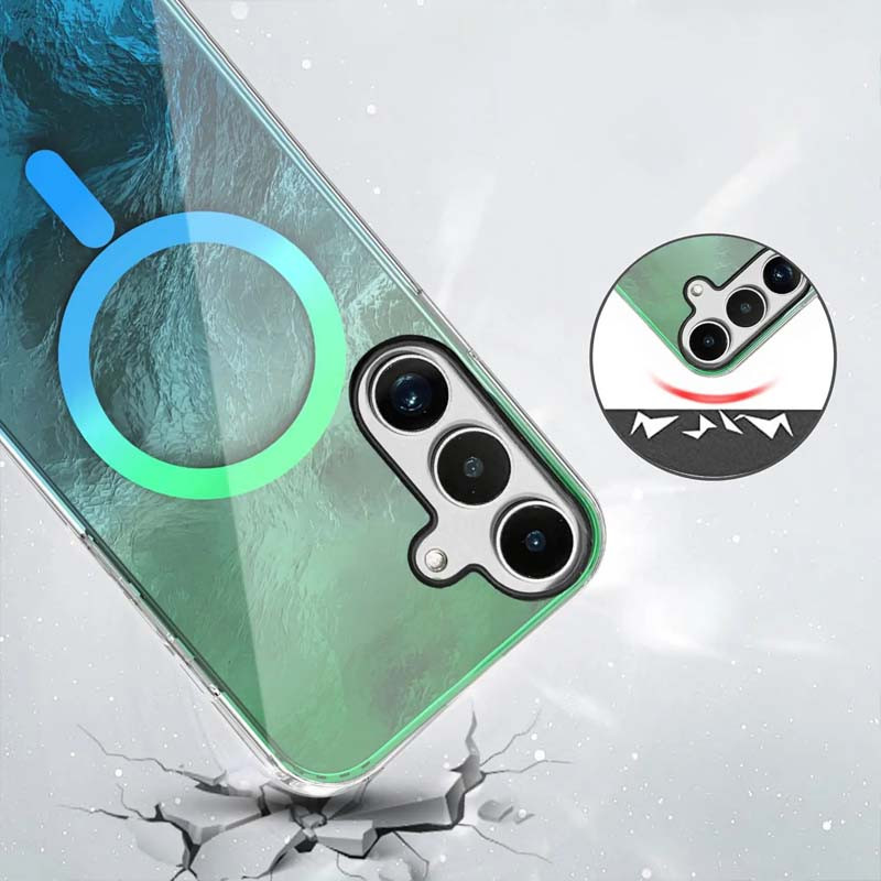 Фото Чехол TPU Shiny Mountain Magnetic Fit для Samsung Galaxy S25 FE (Green / Blue) на vchehle.ua
