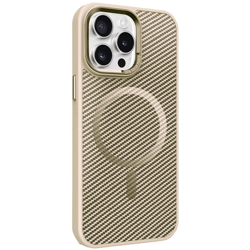 Чехол TPU+PC Carbon Mirage with Magnetic safe для Apple iPhone 15 Pro (6.1") (Antique White)