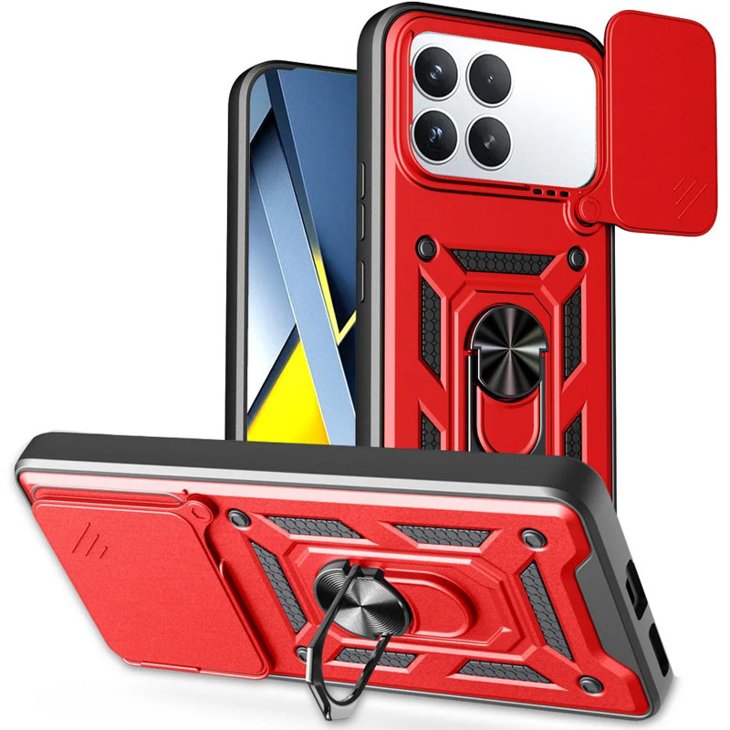 Ударопрочный чехол Ummi Camshield Serge Ring для Xiaomi Poco F8 Pro (Красный / Red)