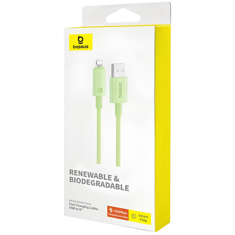 Дата кабель Baseus Habitat Series Fast Charging USB to Lightning 2.4A (1m) (P10360200421-0) (Natural Green) в магазине vchehle.ua