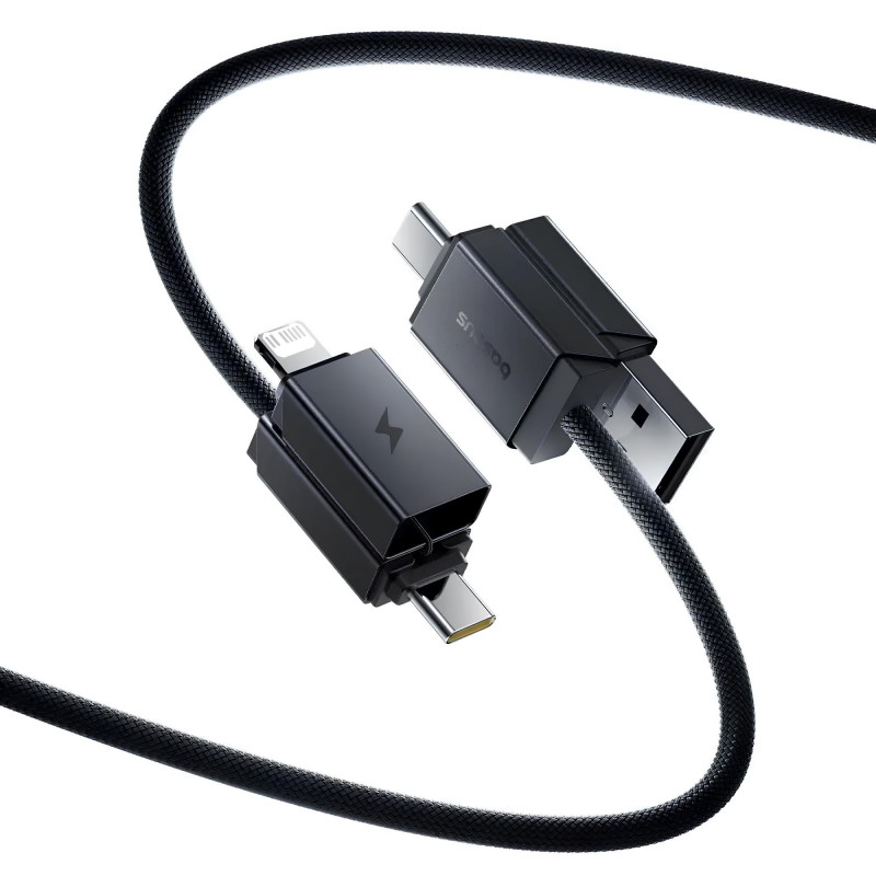 Фото Дата кабель Baseus Versatile Two-for-Two USB/Type-C to Type-C/Lightning 60W (2m) (P10383000) (Cluster Black) на vchehle.ua