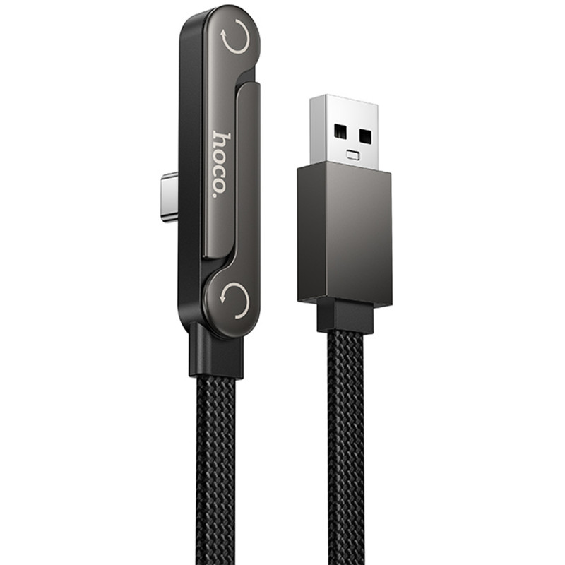 Дата кабель Hoco U150 Exquisite side plug and stand USB to Type-C 36W (1.2m) (Black)