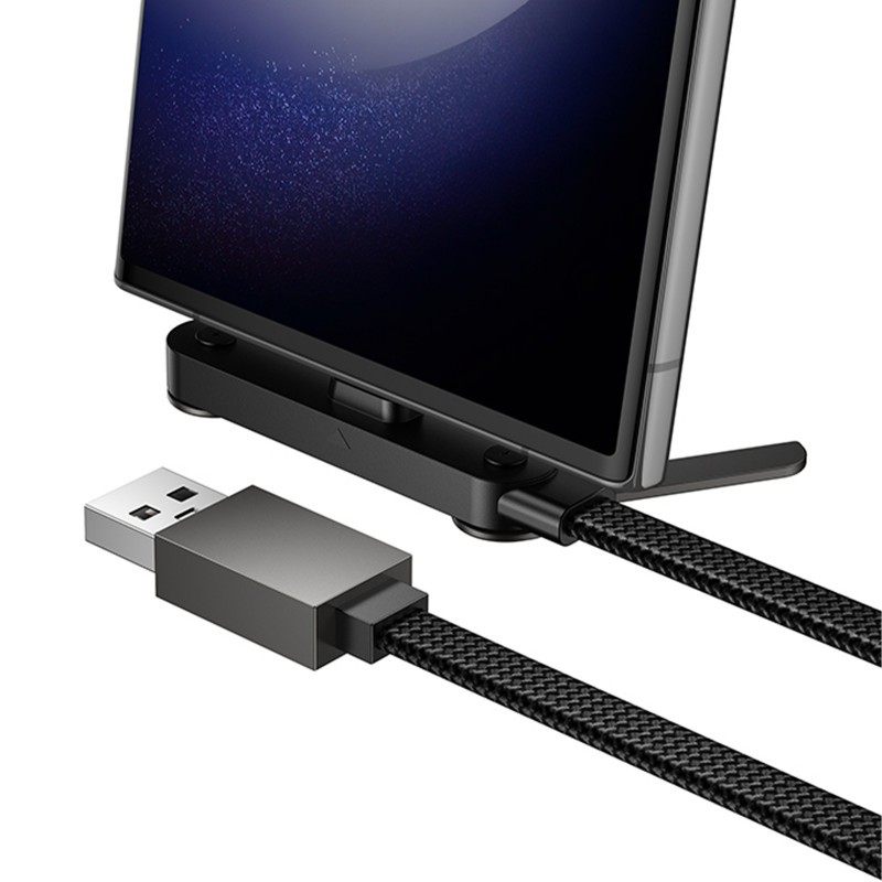 Фото Дата кабель Hoco U150 Exquisite side plug and stand USB to Type-C 36W (1.2m) (Black) в магазине vchehle.ua