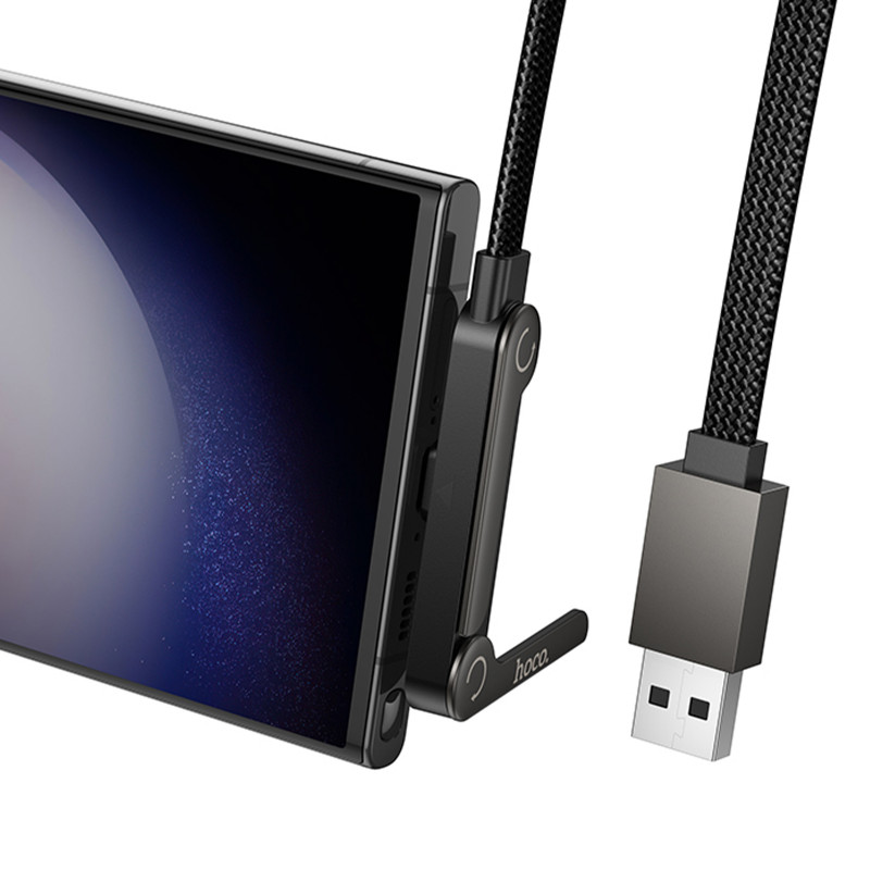 Дата кабель Hoco U150 Exquisite side plug and stand USB to Type-C 36W (1.2m) (Black) в магазине vchehle.ua