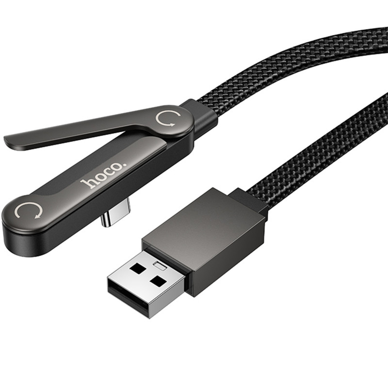 Купить Дата кабель Hoco U150 Exquisite side plug and stand USB to Type-C 36W (1.2m) (Black) на vchehle.ua