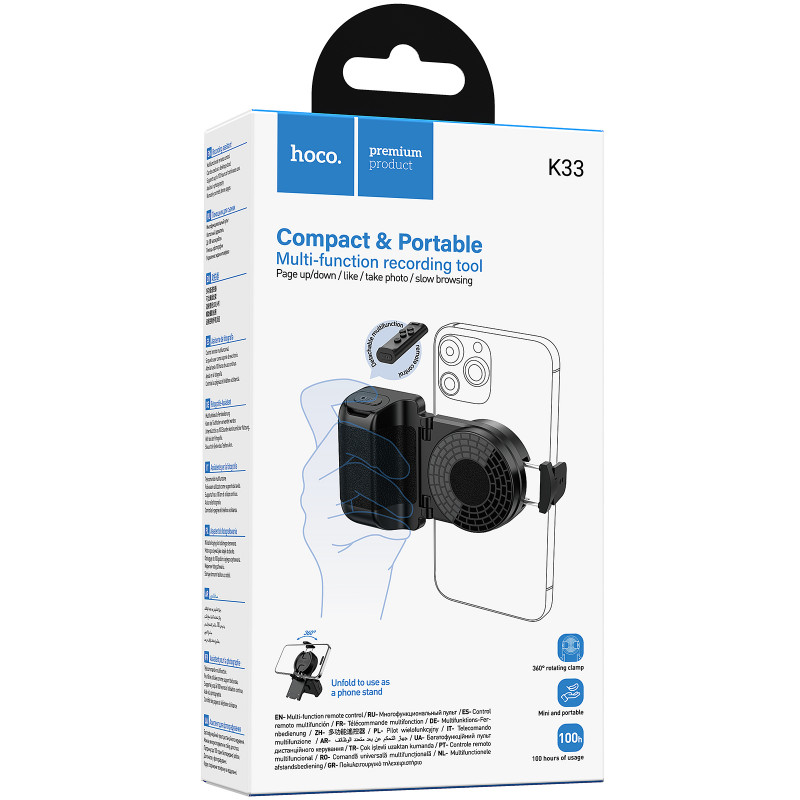 Фото Держатель для селфи Hoco K33 Oleada Bluetooth (Black) на vchehle.ua