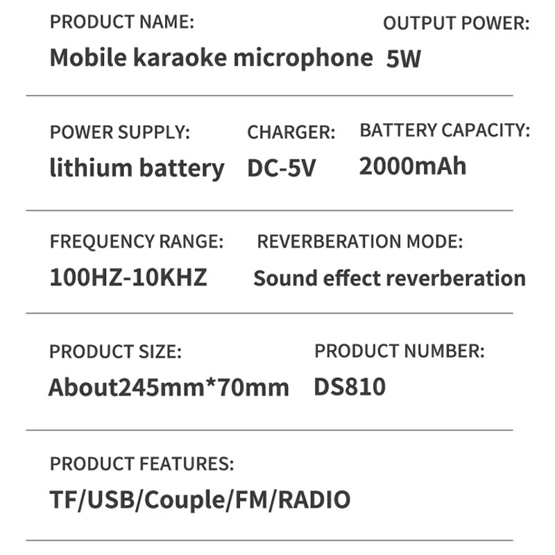 Купити Караоке Мікрофон-колонка DS810 (Blue) на vchehle.ua