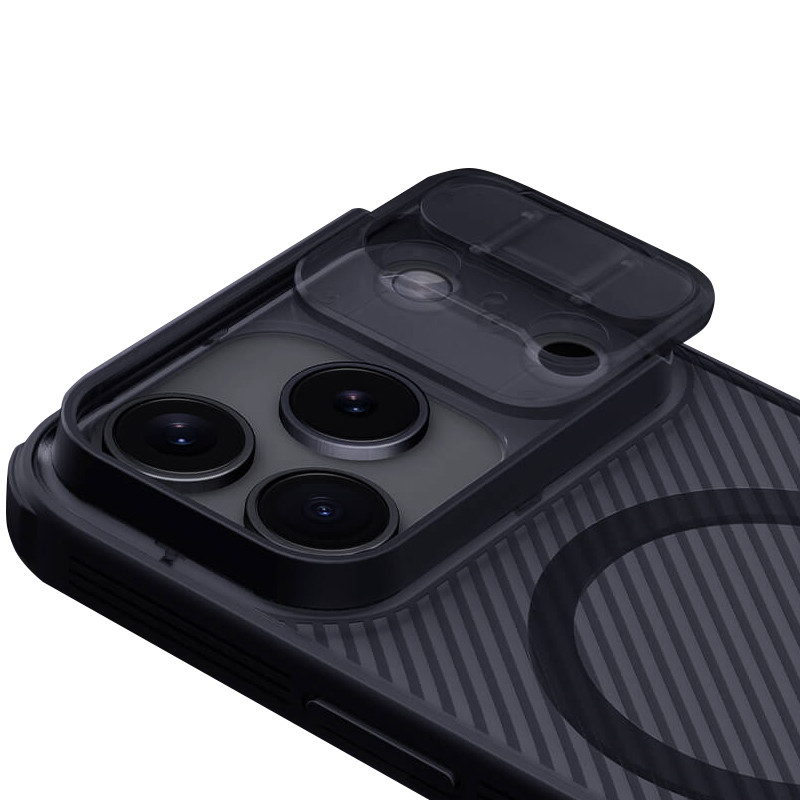 Карбонова накладка Nillkin CamShield Pro Magnetic на Apple iPhone 17 Pro Max (6.9") (Transparent black) в магазині vchehle.ua