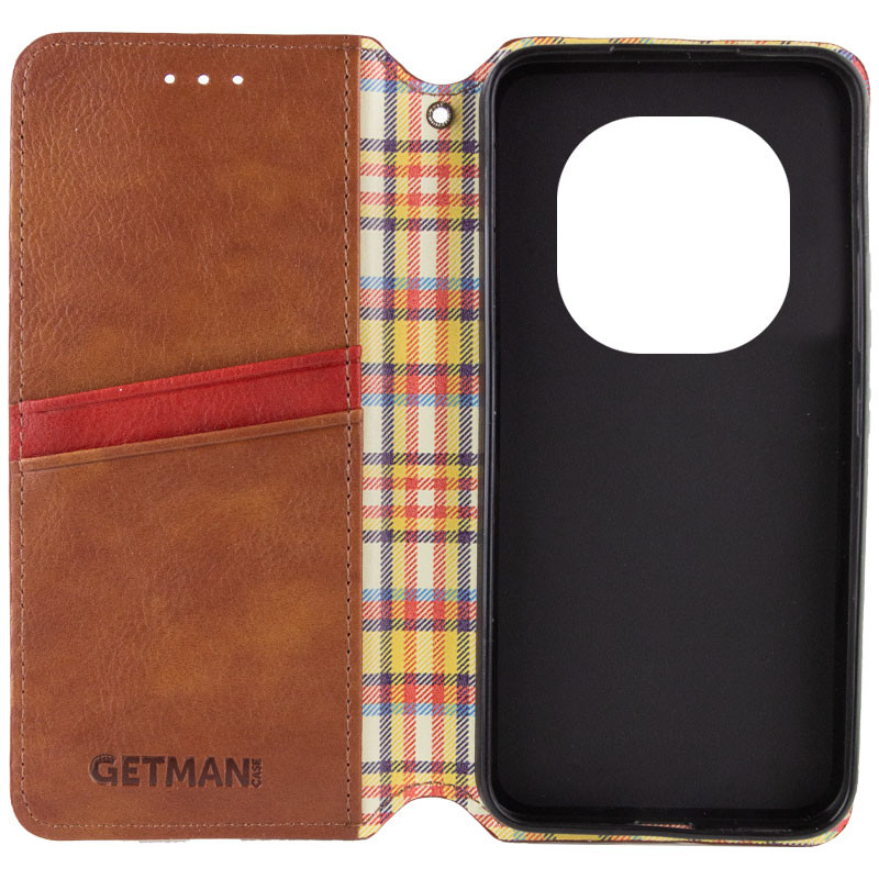Шкіряний чохол-книжка GETMAN Cubic (PU) на Xiaomi Redmi Note 14 Pro 4G (Коричневий) в магазині vchehle.ua