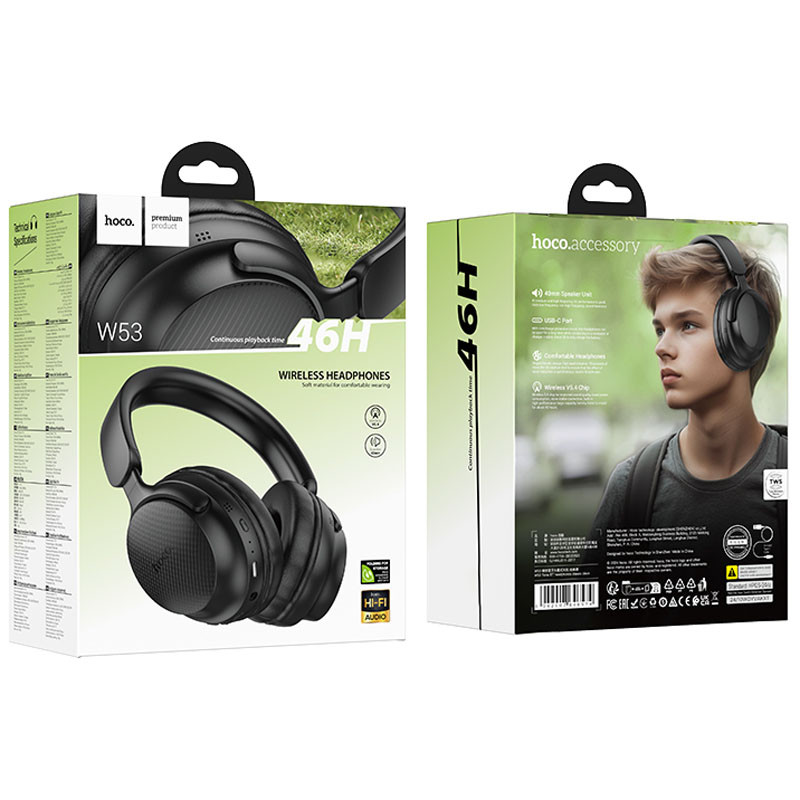 Накладные беспроводные наушники Hoco W53 Tone (Classic Black) в магазине vchehle.ua