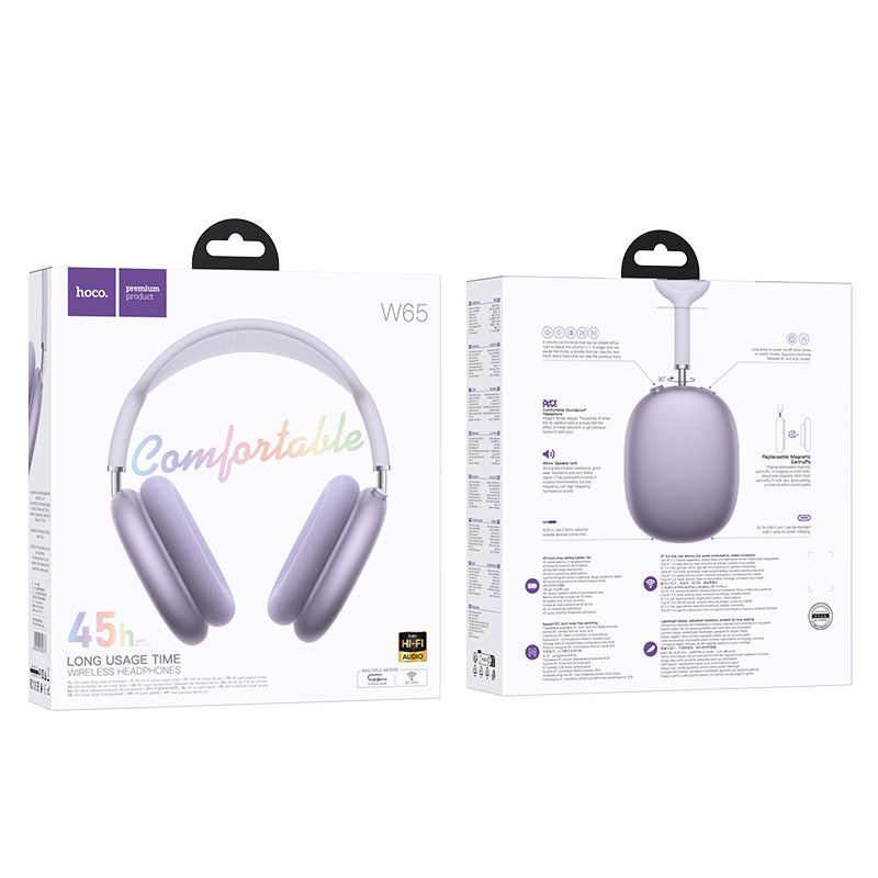 Фото Накладные беспроводные наушники Hoco W65 Happy (Purple) в магазине vchehle.ua