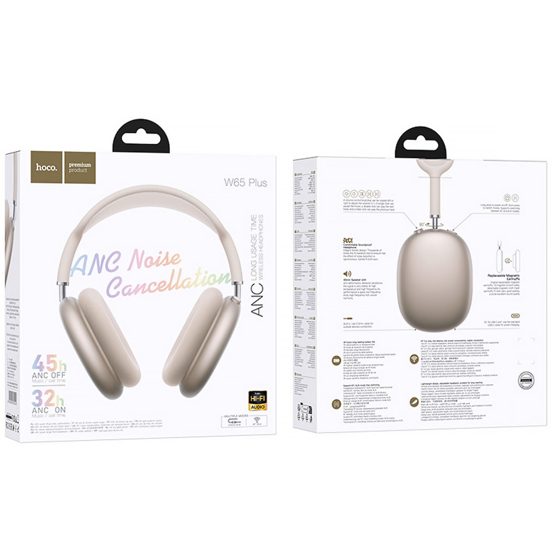 Накладні бездротові навушники Hoco W65 Plus Happy ANC (Star Color) в магазині vchehle.ua