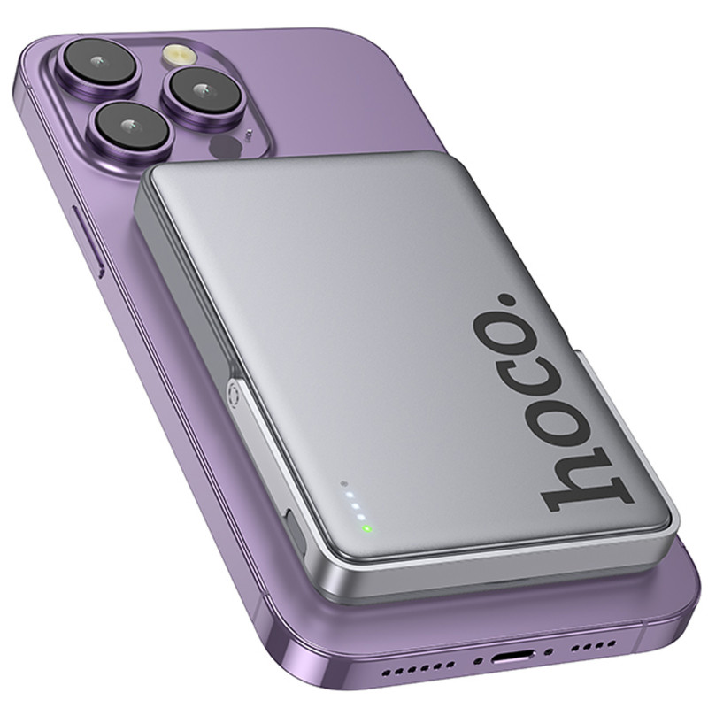 Купить Power Bank Hoco 5000 mAh Q36 Sunlight magnetic suction+holder PD20W с БЗУ (Metal grey) на vchehle.ua