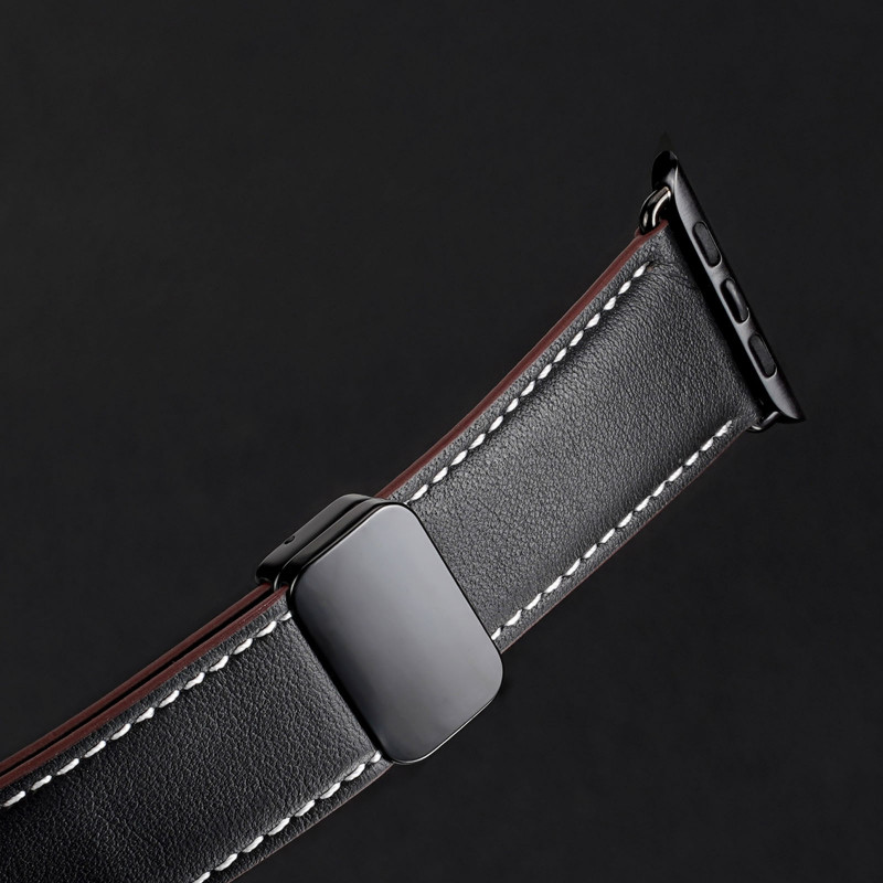 Ремінець Dux Ducis Genuine Leather для Apple Watch 38/40/41/42mm(ser.10) (Black) в магазині vchehle.ua