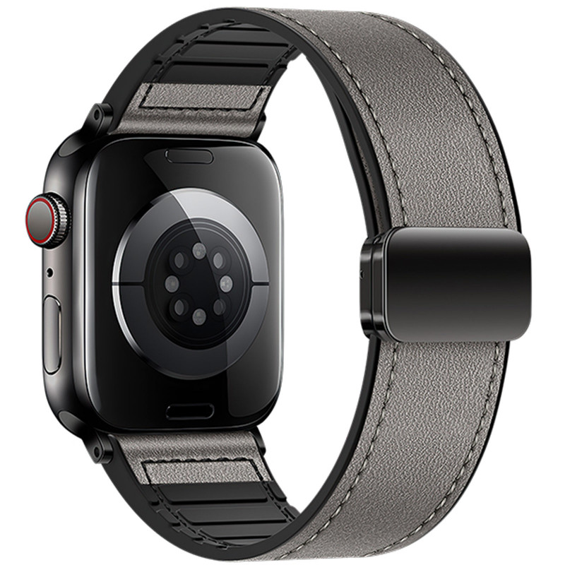 Фото Ремінець Hoco WA34 Basic magnetic buckle silicone leather strap для Apple watch 38/40/41/42mm (Dark Gray) на vchehle.ua