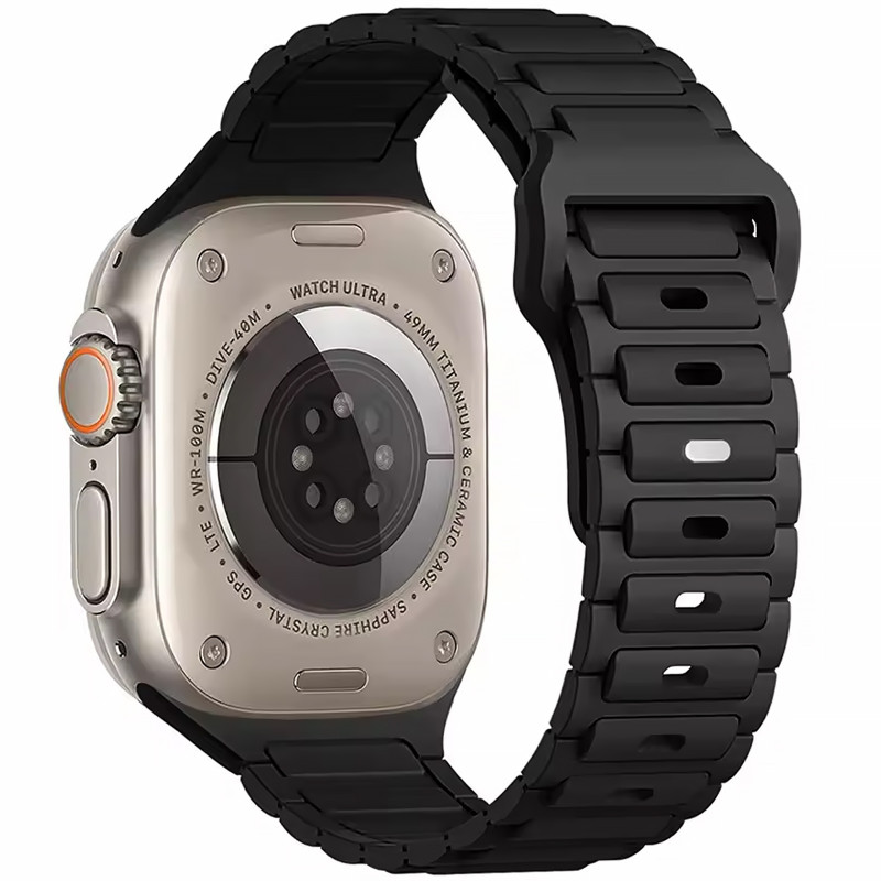 Силиконовый ремешок Defense для Apple Watch 38/40/41/42mm(ser.10) (140-190mm) (Black)