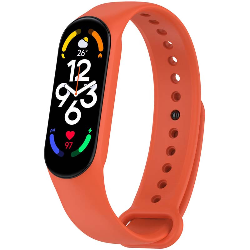 Силиконовый ремешок для Xiaomi Mi Band 7/6/5 (Оранжевый / Orange)