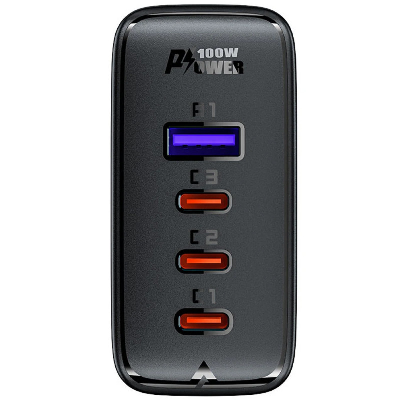 Фото СЗУ Acefast A37 PD100W+QC3.0 GaN (1USB-A/3C) + кабель Type-C to Type-C 2m (Black) в магазине vchehle.ua