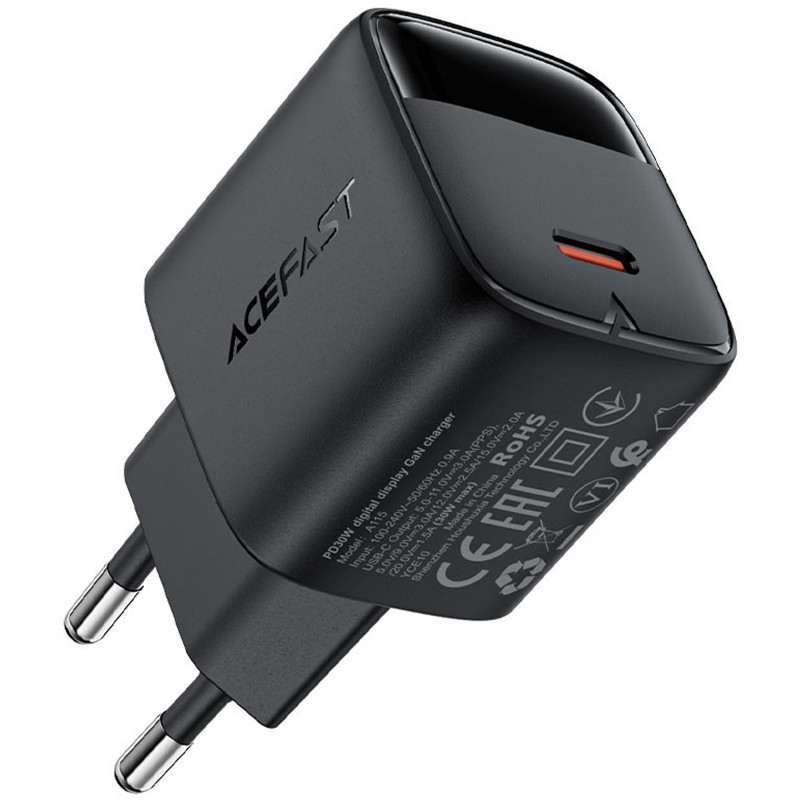 Купити МЗП Acefast A115 PD30W GaN (1USB-C) (Black) на vchehle.ua